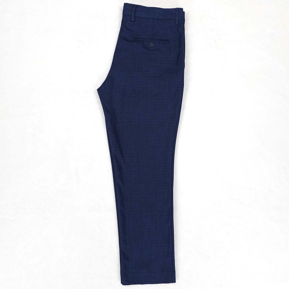 Perry Ellis Mens Modern Fit Dress Pants 36x30 Navy Blue Tonal Grid Plaid Stretch - Picture 6 of 9